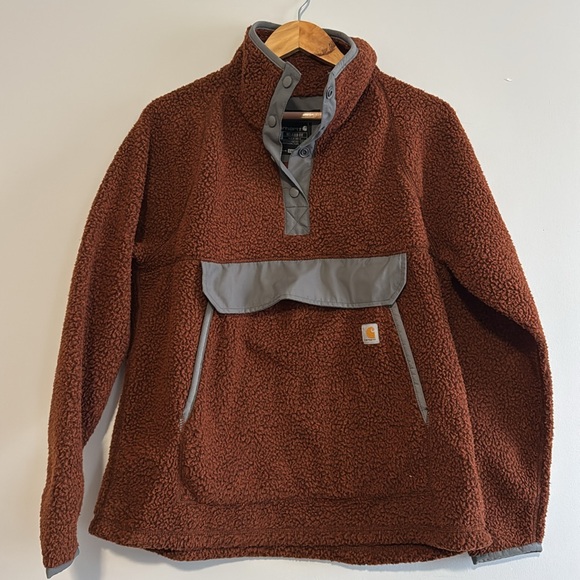Carhartt Tops - Carhartt Brown Sherpa Pullover with Gray Trim
